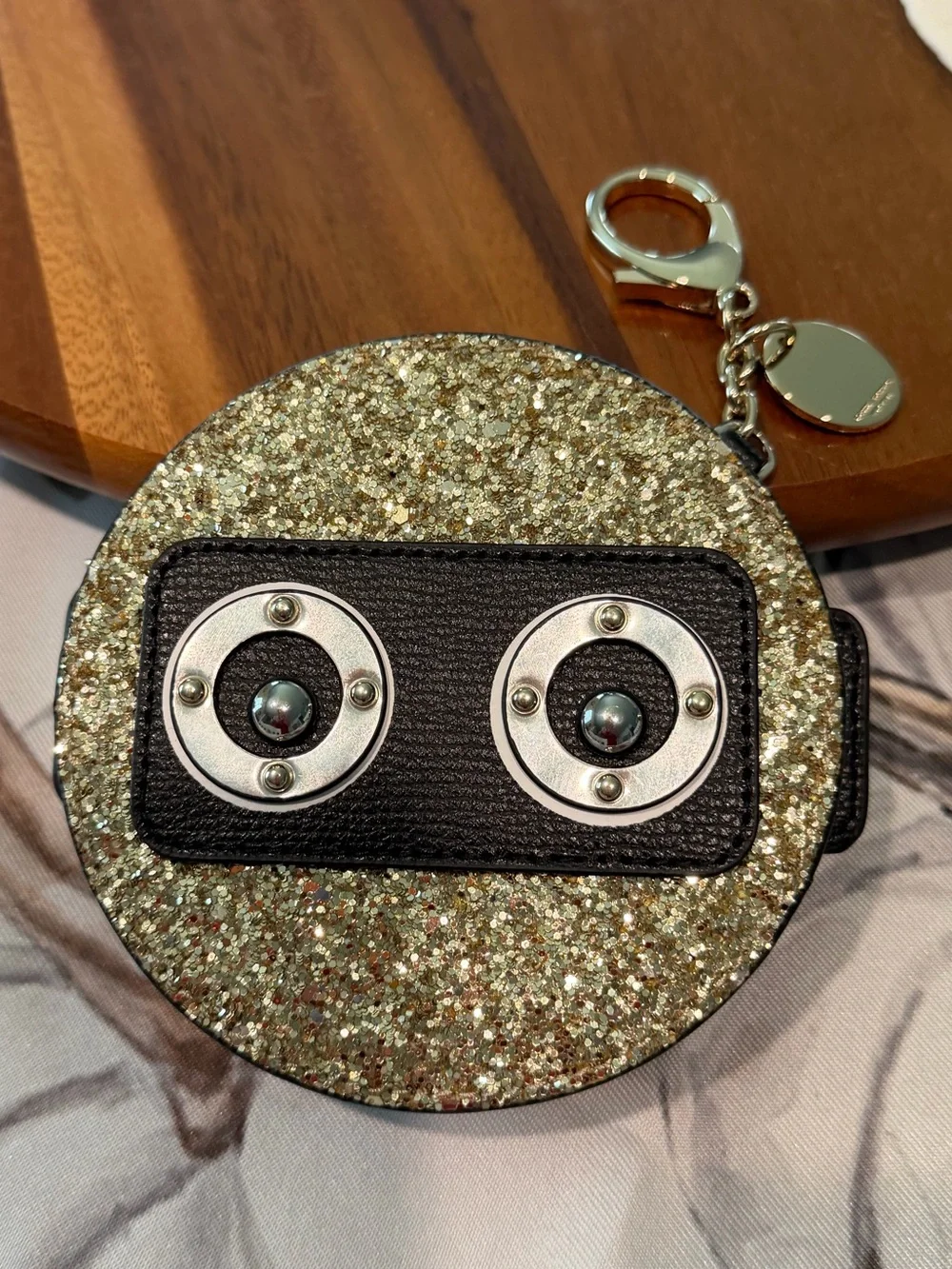 Henri Bendel Robot Gold-Tone Sparkle Coin Purse / Bag Charm NWOT